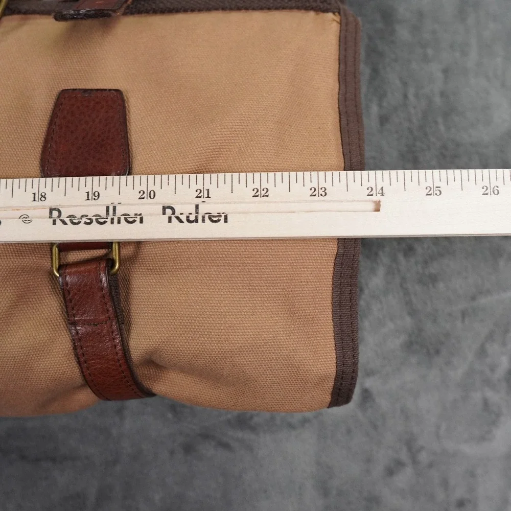 Duluth Trading 1 Night Stand Rolled Bag Tan Leather Canvas Suit Shoes Shaving